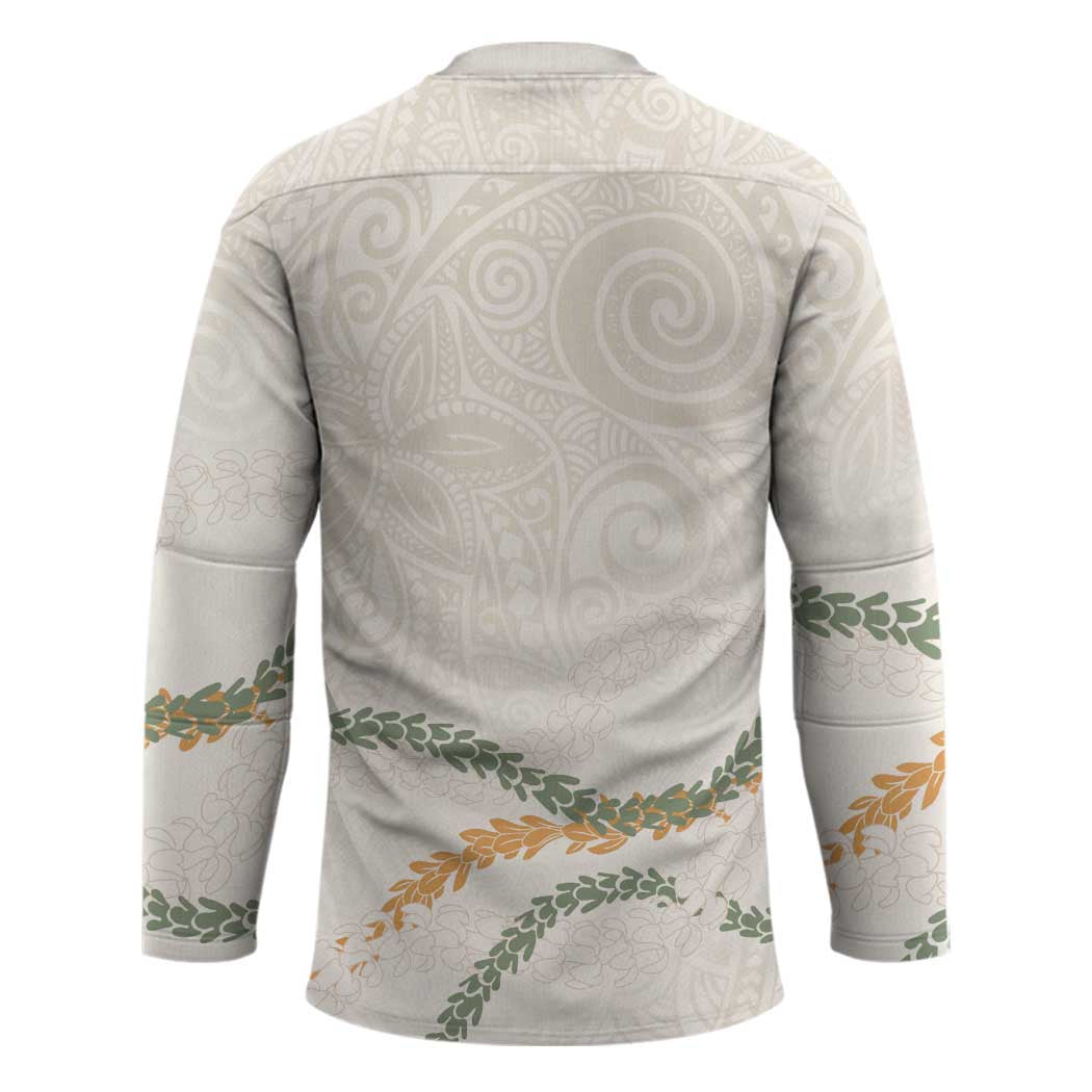 Aloha Lei Mikioi Hockey Jersey Beige Polynesian Tribal Tatau Pattern - Polynesian Pride