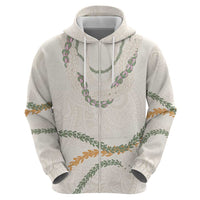 Aloha Lei Mikioi Hoodie Beige Polynesian Tribal Tatau Pattern