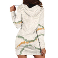 Aloha Lei Mikioi Hoodie Dress Beige Polynesian Tribal Tatau Pattern