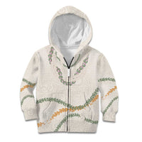 Aloha Lei Mikioi Kid Hoodie Beige Polynesian Tribal Tatau Pattern