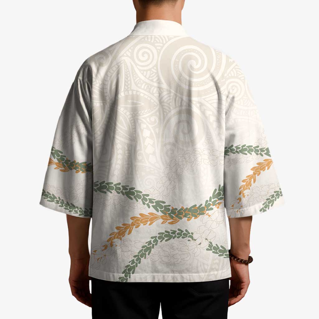 Aloha Lei Mikioi Kimono Beige Polynesian Tribal Tatau Pattern - Polynesian Pride