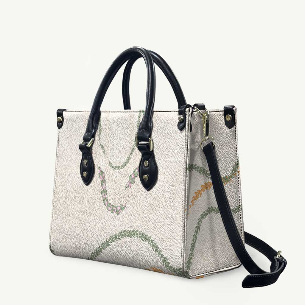 Aloha Lei Mikioi Leather Bag Beige Polynesian Tribal Tatau Pattern - Polynesian Pride