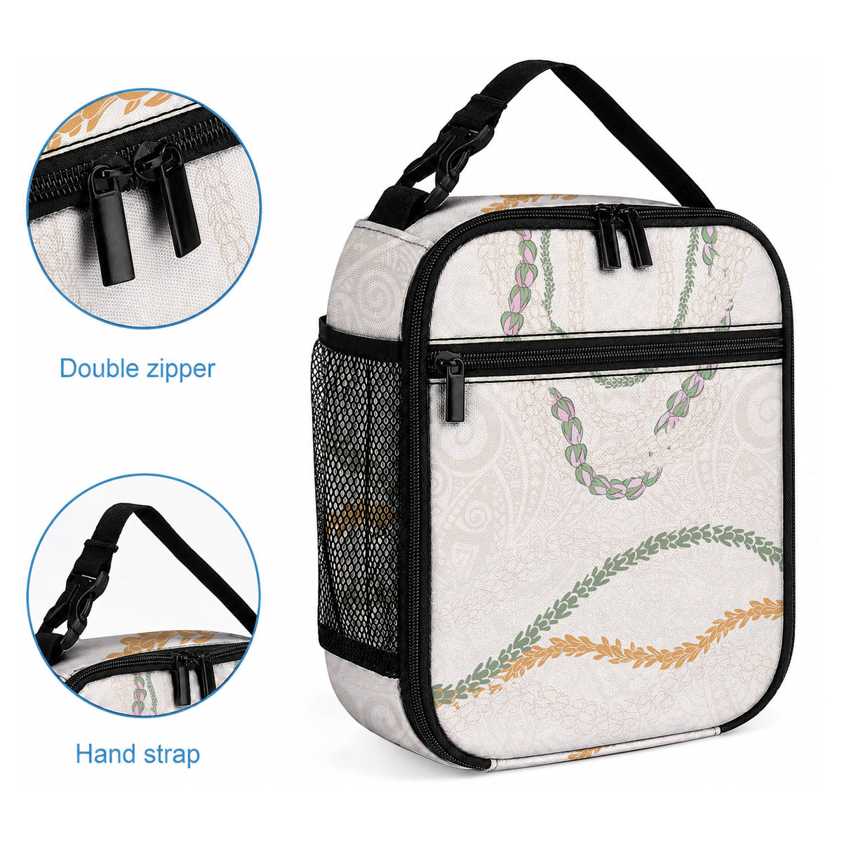 Aloha Lei Mikioi Lunch Bag Beige Polynesian Tribal Tatau Pattern LT9 - Polynesian Pride