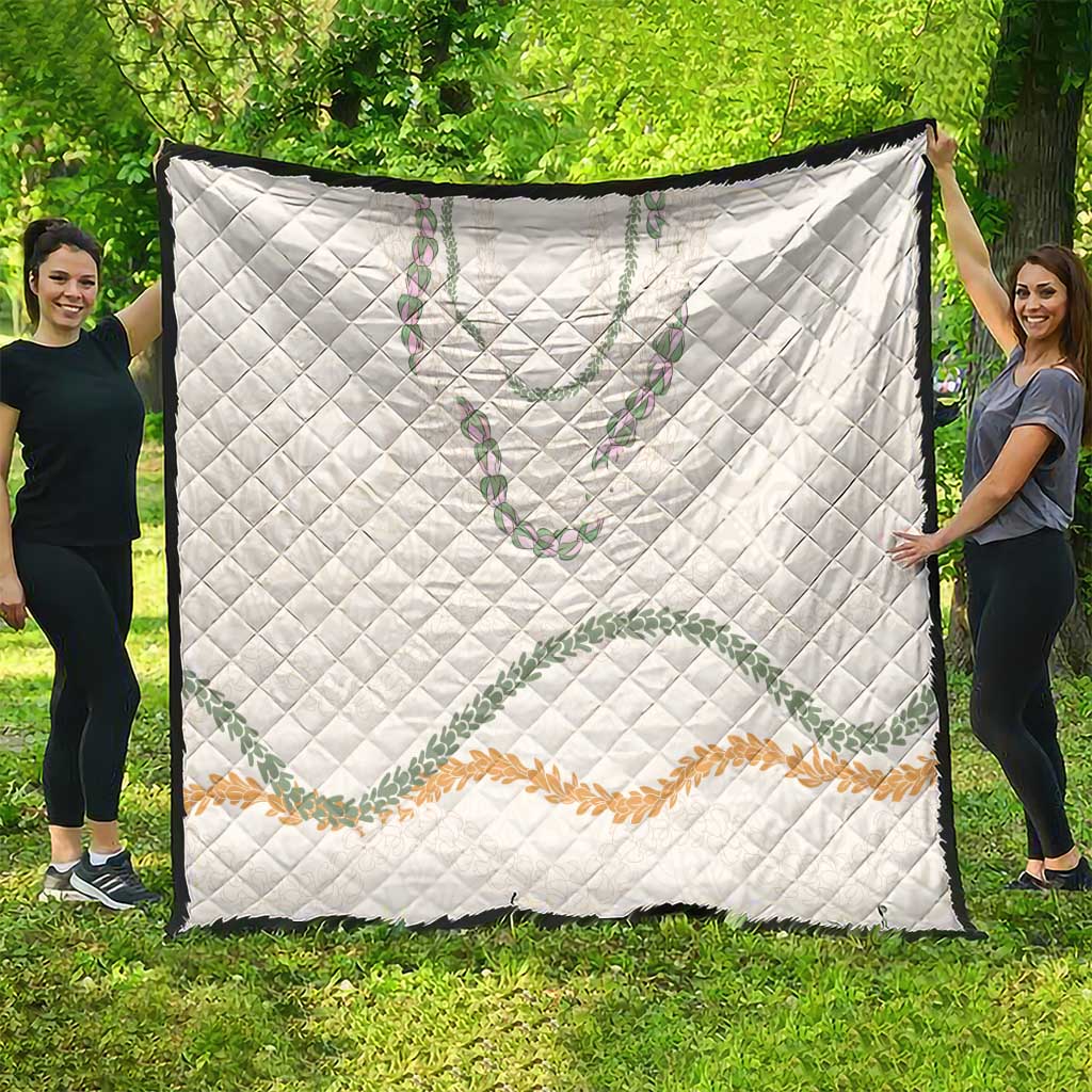 Aloha Lei Mikioi Quilt Beige Polynesian Tribal Tatau Pattern
