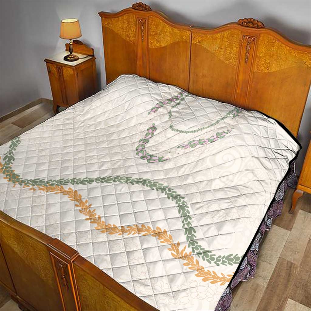 Aloha Lei Mikioi Quilt Beige Polynesian Tribal Tatau Pattern