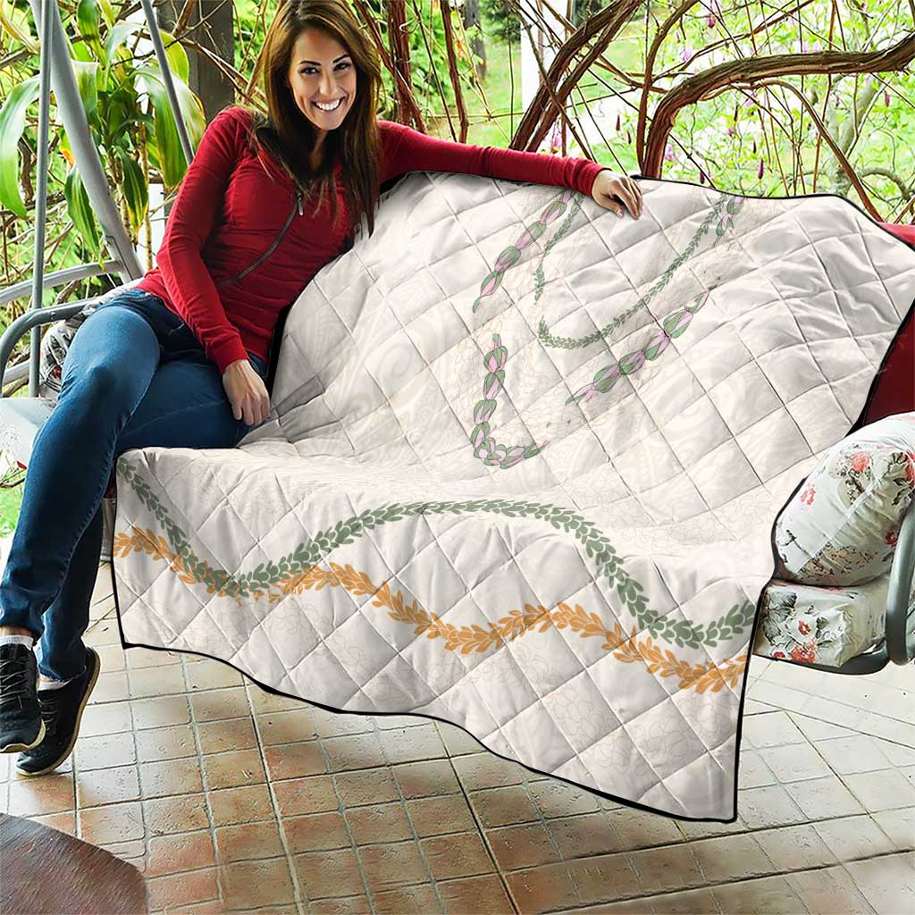 Aloha Lei Mikioi Quilt Beige Polynesian Tribal Tatau Pattern