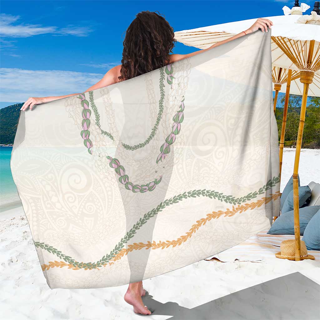 Aloha Lei Mikioi Sarong Beige Polynesian Tribal Tatau Pattern
