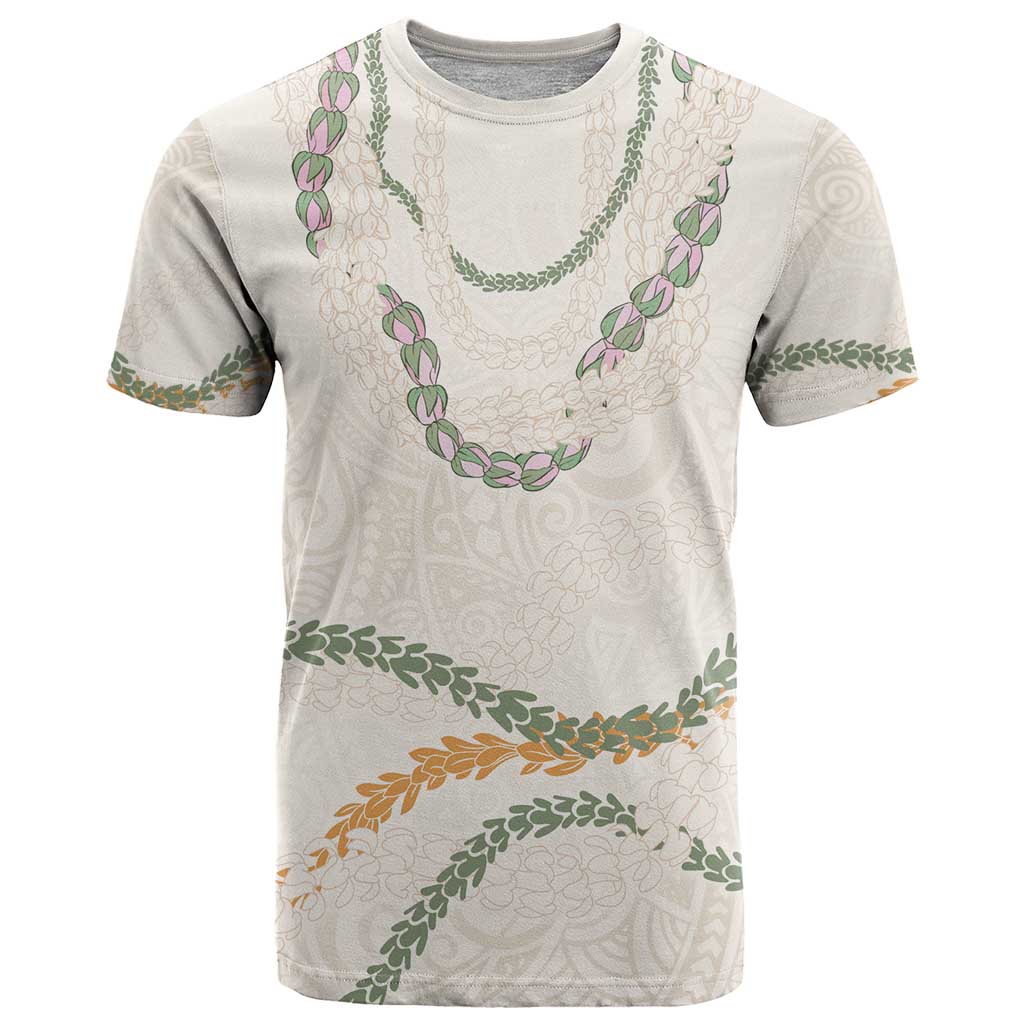 Aloha Lei Mikioi T Shirt Beige Polynesian Tribal Tatau Pattern