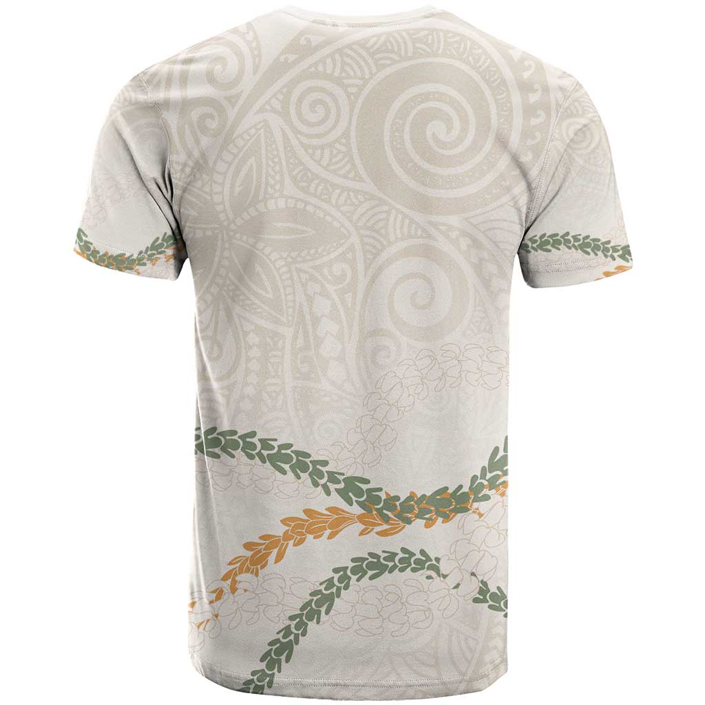 Aloha Lei Mikioi T Shirt Beige Polynesian Tribal Tatau Pattern