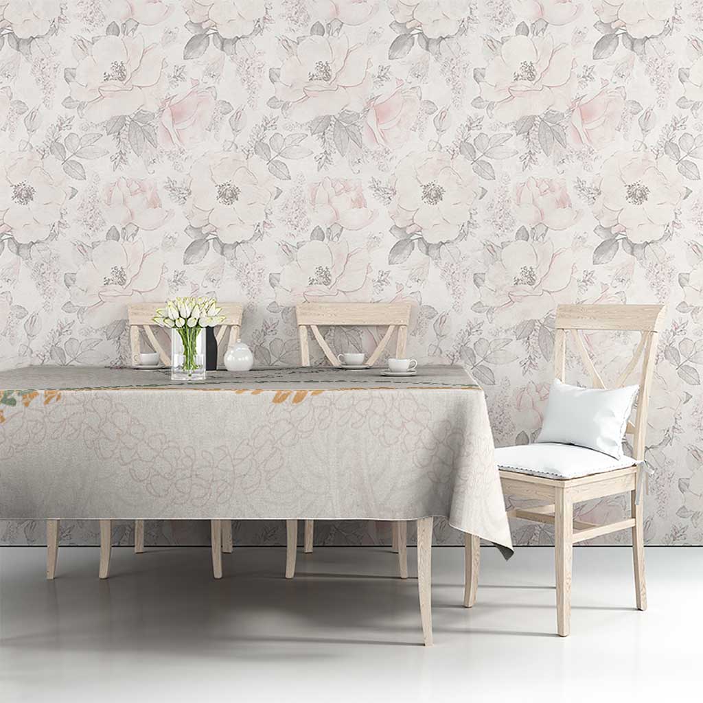 Aloha Lei Mikioi Tablecloth Beige Polynesian Tribal Tatau Pattern