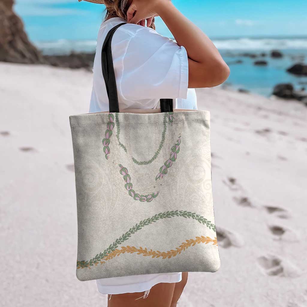 Aloha Lei Mikioi Tote Bag Beige Polynesian Tribal Tatau Pattern - Polynesian Pride