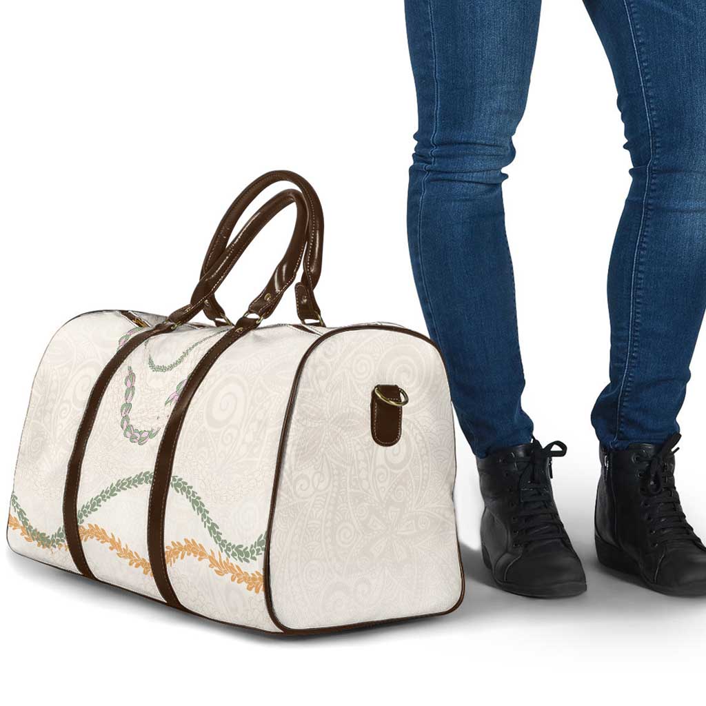 Aloha Lei Mikioi Travel Bag Beige Polynesian Tribal Tatau Pattern - Polynesian Pride