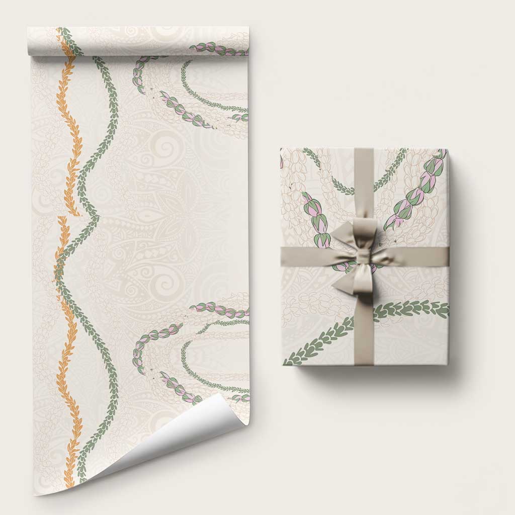 Aloha Lei Mikioi Wrapping Paper Beige Polynesian Tribal Tatau Pattern - Polynesian Pride