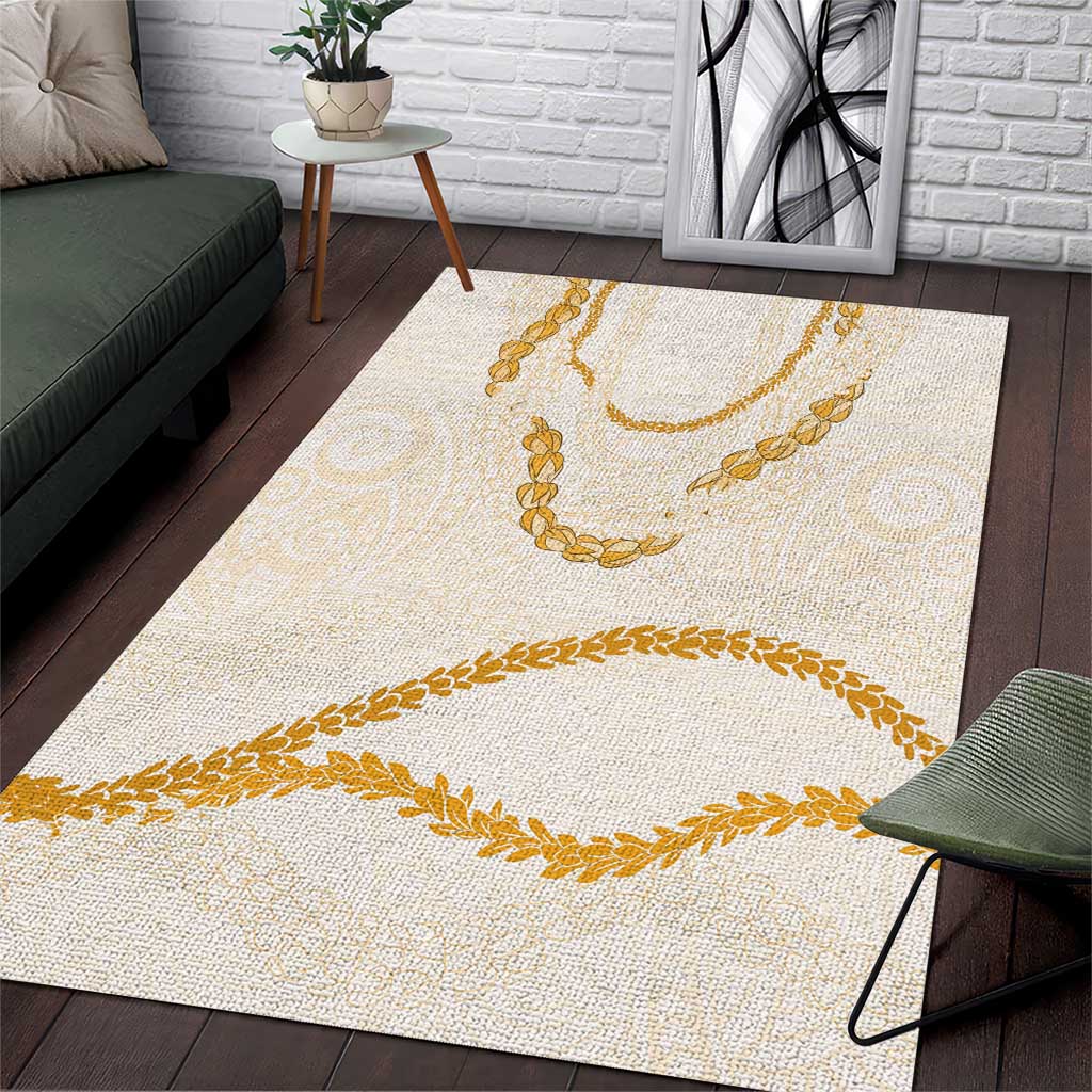 Aloha Lei Mikioi Area Rug Gold Polynesian Tribal Tatau Pattern