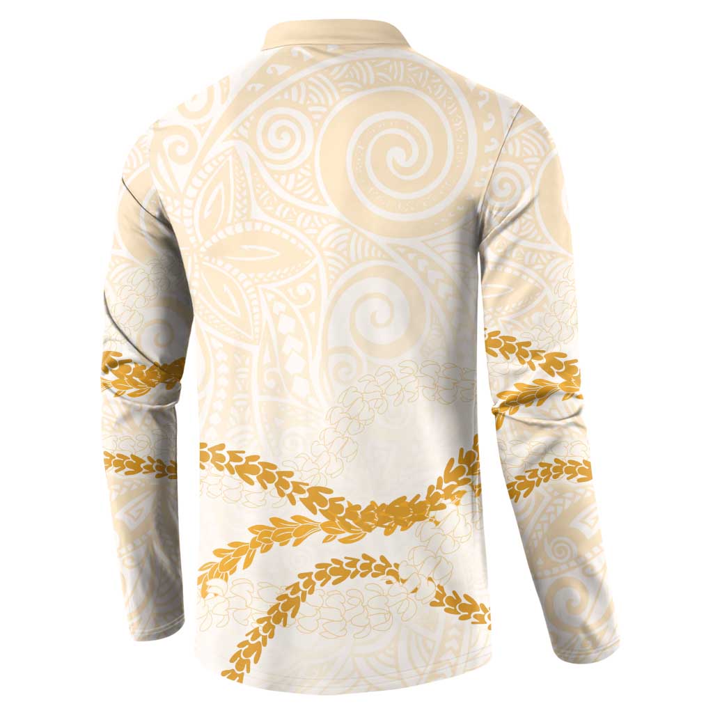 Aloha Lei Mikioi Button Sweatshirt Gold Polynesian Tribal Tatau Pattern