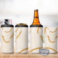 Aloha Lei Mikioi 4 in 1 Can Cooler Tumbler Gold Polynesian Tribal Tatau Pattern
