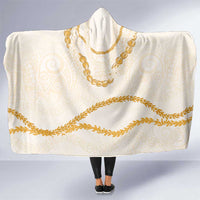 Aloha Lei Mikioi Hooded Blanket Gold Polynesian Tribal Tatau Pattern