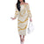 Aloha Lei Mikioi Off The Shoulder Long Sleeve Dress Gold Polynesian Tribal Tatau Pattern