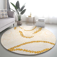 Aloha Lei Mikioi Round Carpet Gold Polynesian Tribal Tatau Pattern