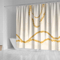 Aloha Lei Mikioi Shower Curtain Gold Polynesian Tribal Tatau Pattern