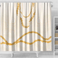 Aloha Lei Mikioi Shower Curtain Gold Polynesian Tribal Tatau Pattern