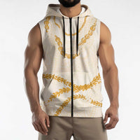 Aloha Lei Mikioi Sleeveless Zip Hoodie Gold Polynesian Tribal Tatau Pattern LT9