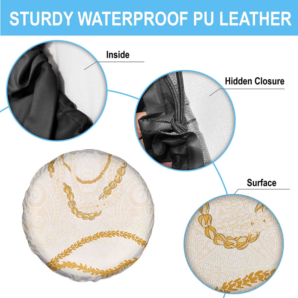 Aloha Lei Mikioi Spare Tire Cover Gold Polynesian Tribal Tatau Pattern