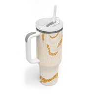 Aloha Lei Mikioi Tumbler With Handle Gold Polynesian Tribal Tatau Pattern