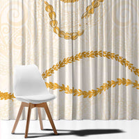 Aloha Lei Mikioi Window Curtain Gold Polynesian Tribal Tatau Pattern