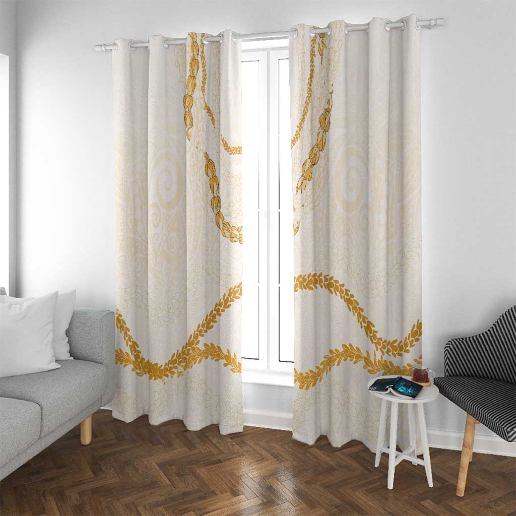 Aloha Lei Mikioi Window Curtain Gold Polynesian Tribal Tatau Pattern