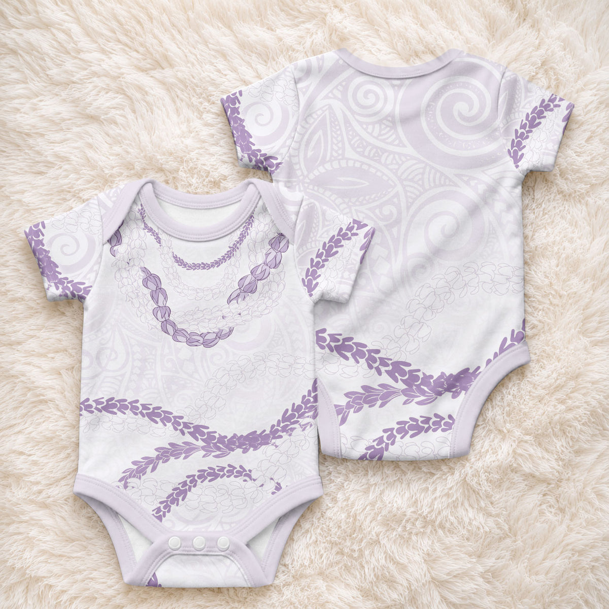 Aloha Lei Mikioi Baby Onesie Purple Polynesian Tribal Tatau Pattern LT9 - Polynesian Pride