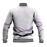 Aloha Lei Mikioi Baseball Jacket Purple Polynesian Tribal Tatau Pattern