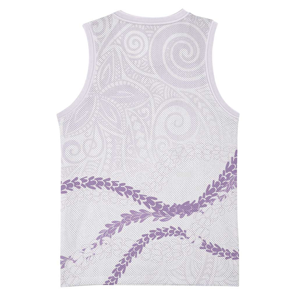 Aloha Lei Mikioi Basketball Jersey Purple Polynesian Tribal Tatau Pattern - Polynesian Pride