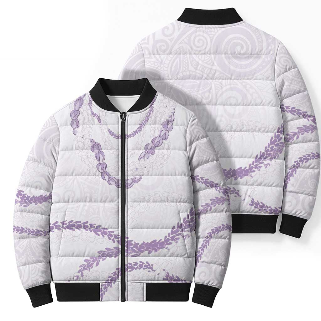 Aloha Lei Mikioi Bomber Puffer Jacket Purple Polynesian Tribal Tatau Pattern - Polynesian Pride