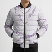 Aloha Lei Mikioi Bomber Puffer Jacket Purple Polynesian Tribal Tatau Pattern - Polynesian Pride