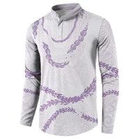 Aloha Lei Mikioi Button Sweatshirt Purple Polynesian Tribal Tatau Pattern
