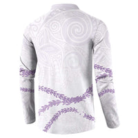 Aloha Lei Mikioi Button Sweatshirt Purple Polynesian Tribal Tatau Pattern