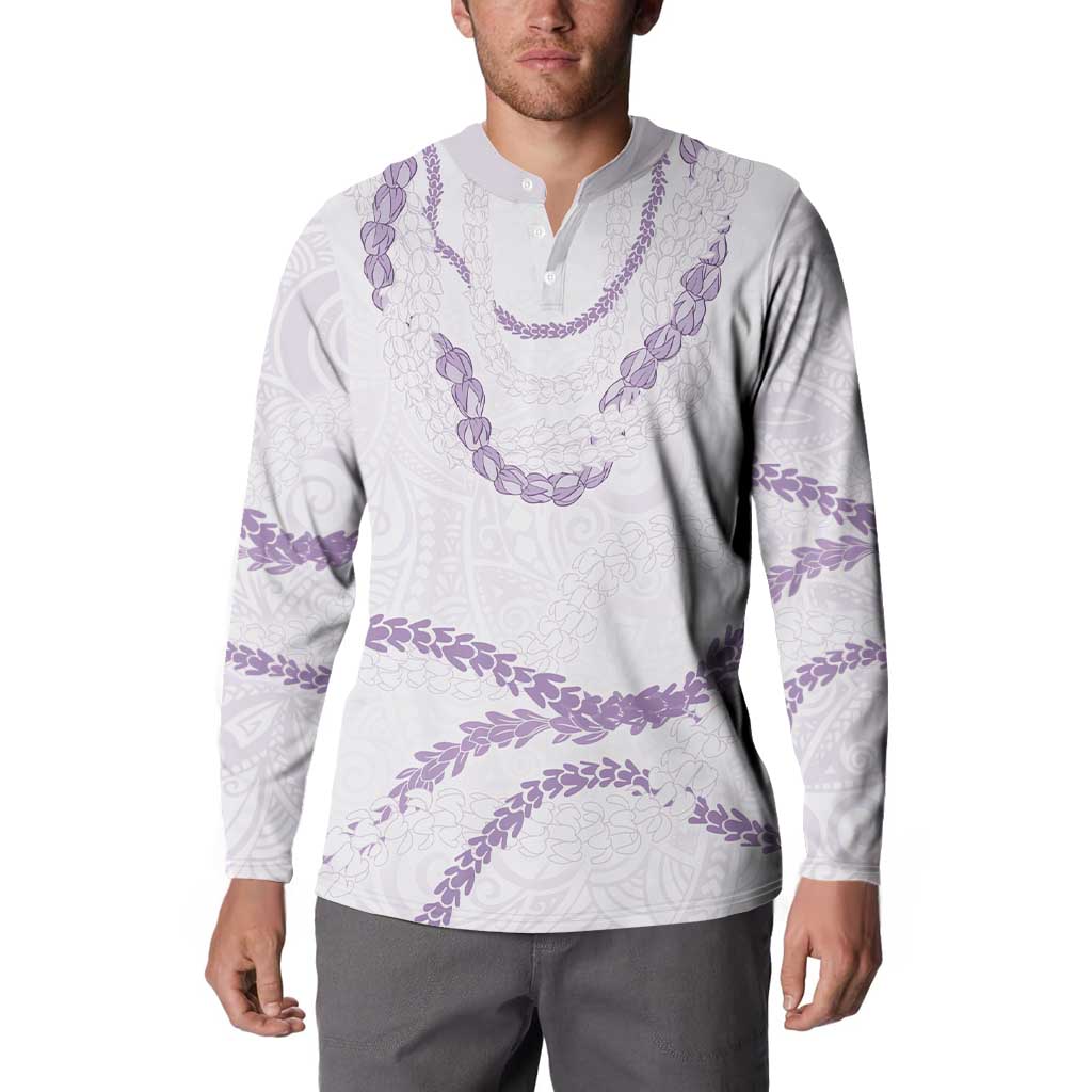 Aloha Lei Mikioi Button Sweatshirt Purple Polynesian Tribal Tatau Pattern