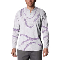 Aloha Lei Mikioi Button Sweatshirt Purple Polynesian Tribal Tatau Pattern