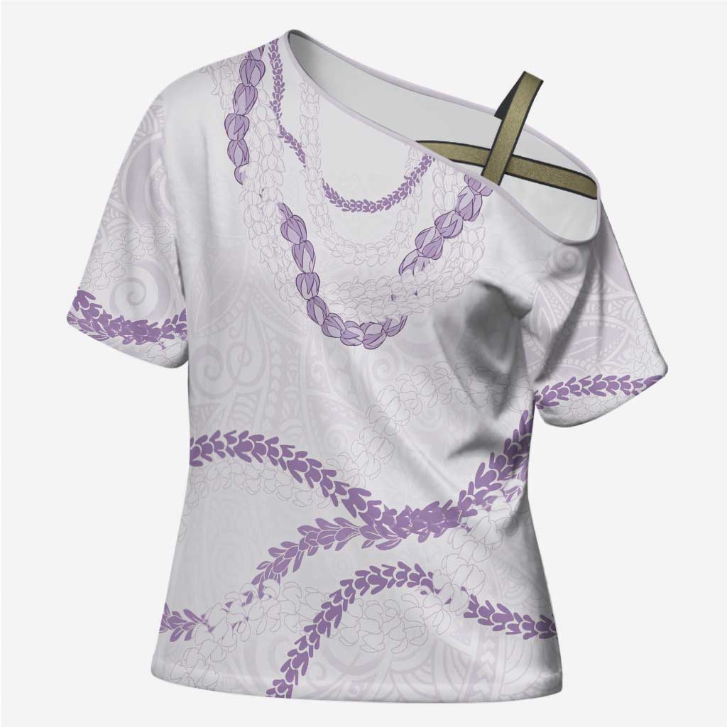 Aloha Lei Mikioi Cross Shoulder Shirt Purple Polynesian Tribal Tatau Pattern - Polynesian Pride