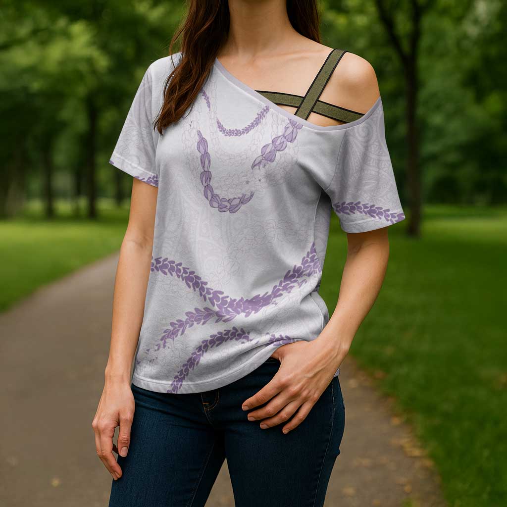 Aloha Lei Mikioi Cross Shoulder Shirt Purple Polynesian Tribal Tatau Pattern - Polynesian Pride