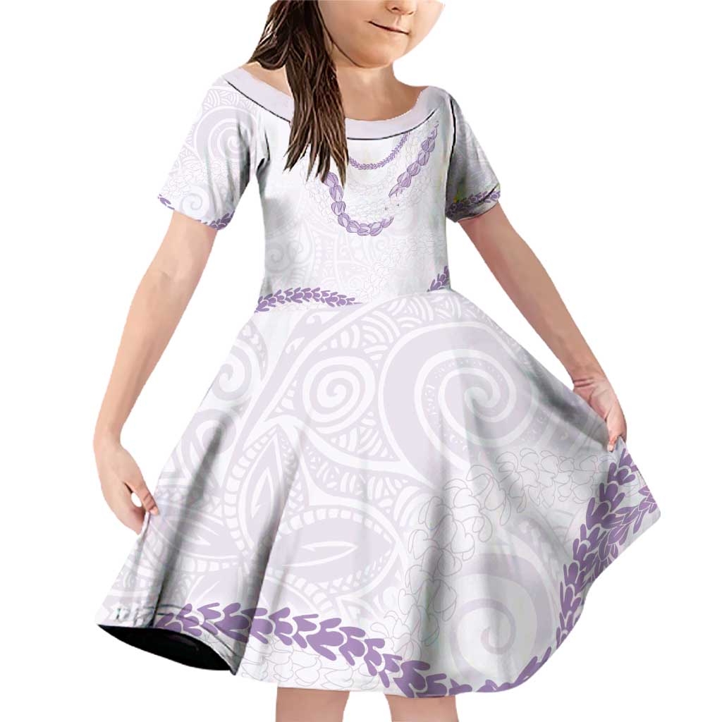 Aloha Lei Mikioi Family Matching Off Shoulder Short Dress and Hawaiian Shirt Purple Polynesian Tribal Tatau Pattern