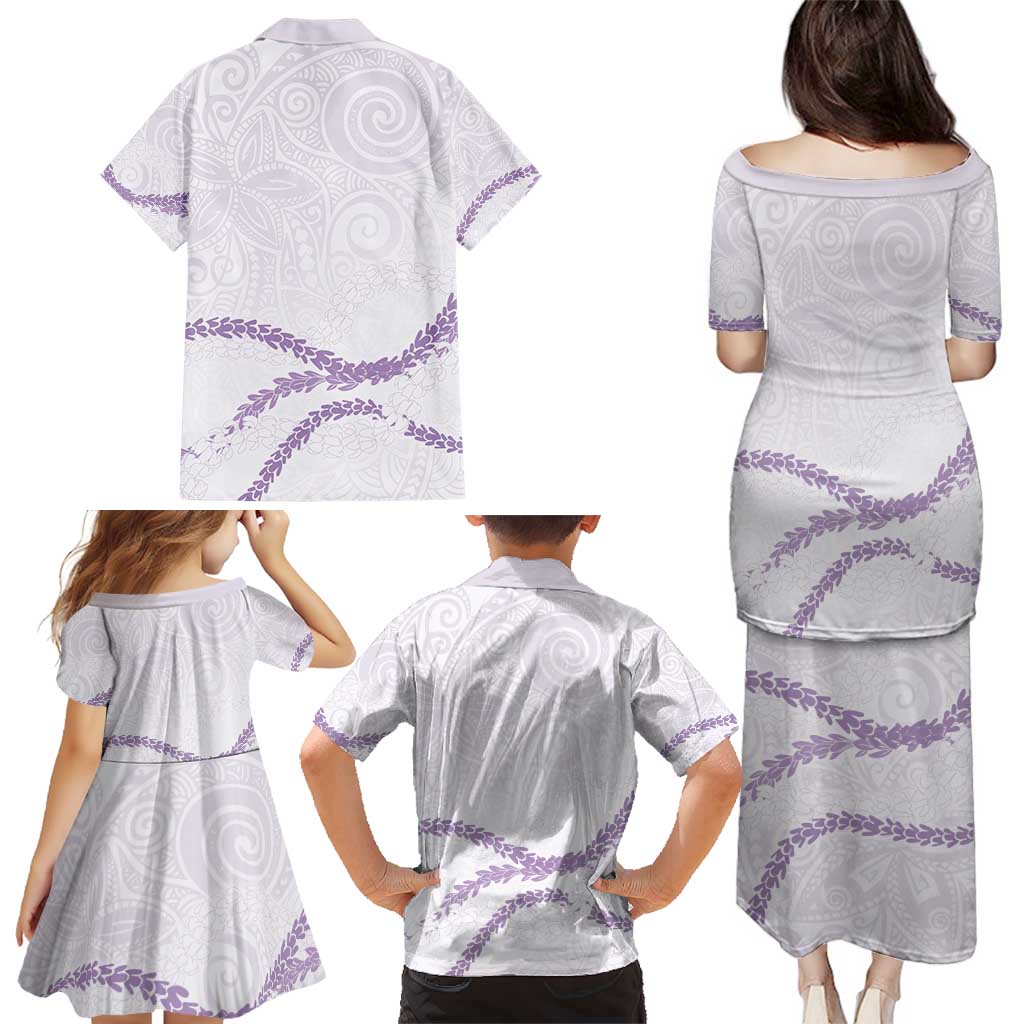 Aloha Lei Mikioi Family Matching Puletasi and Hawaiian Shirt Purple Polynesian Tribal Tatau Pattern