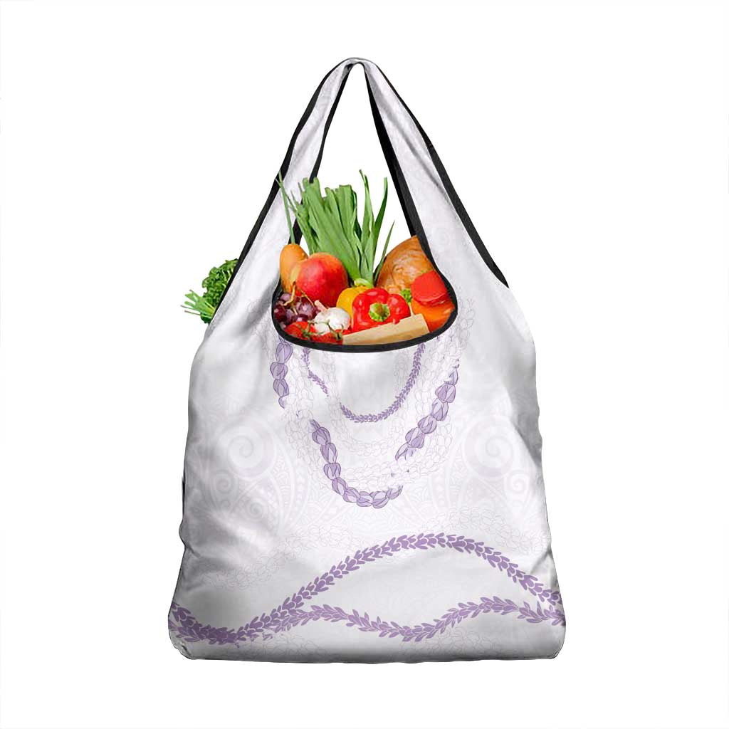 Aloha Lei Mikioi Grocery Bag Purple Polynesian Tribal Tatau Pattern