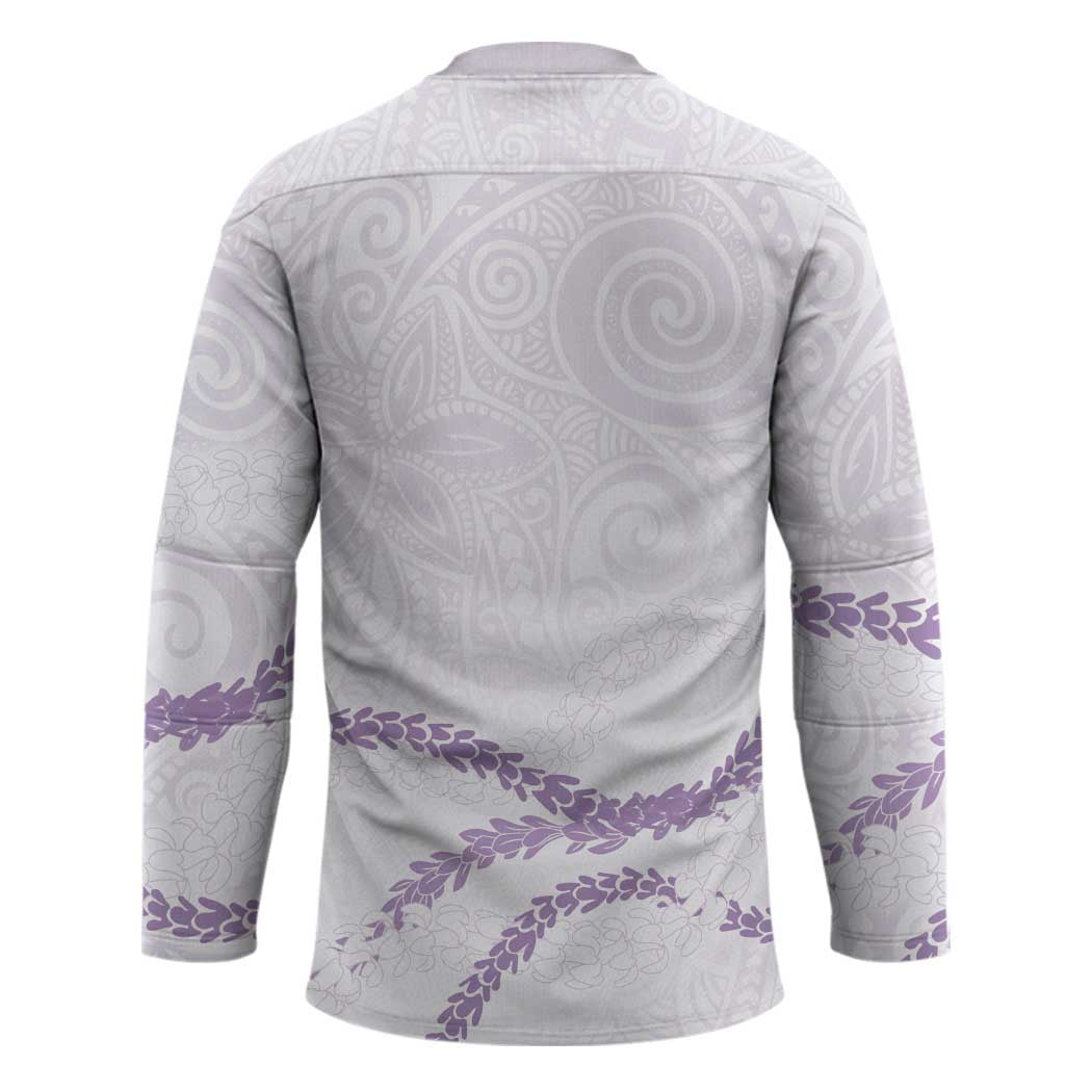 Aloha Lei Mikioi Hockey Jersey Purple Polynesian Tribal Tatau Pattern - Polynesian Pride