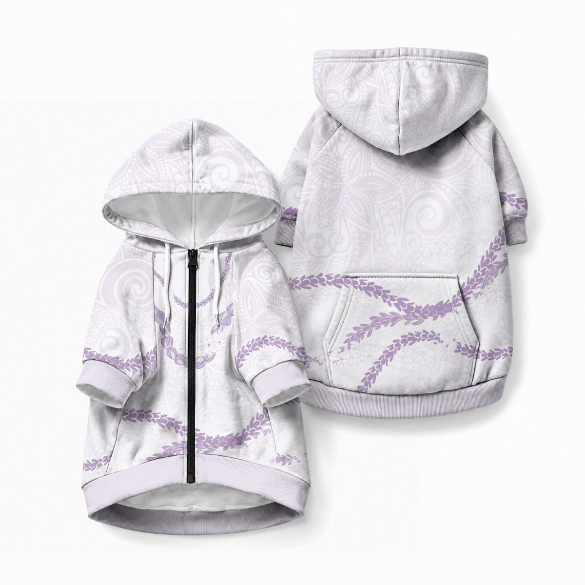 Aloha Lei Mikioi Pet Hoodie Purple Polynesian Tribal Tatau Pattern LT9 Zip-up Purple - Polynesian Pride
