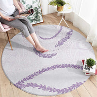 Aloha Lei Mikioi Round Carpet Purple Polynesian Tribal Tatau Pattern