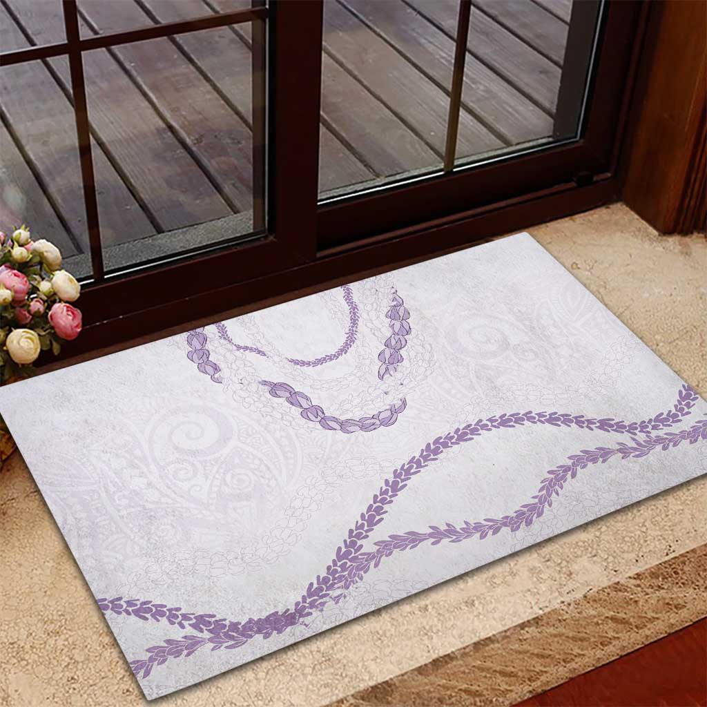 Aloha Lei Mikioi Rubber Doormat Purple Polynesian Tribal Tatau Pattern
