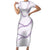 Aloha Lei Mikioi Short Sleeve Bodycon Dress Purple Polynesian Tribal Tatau Pattern