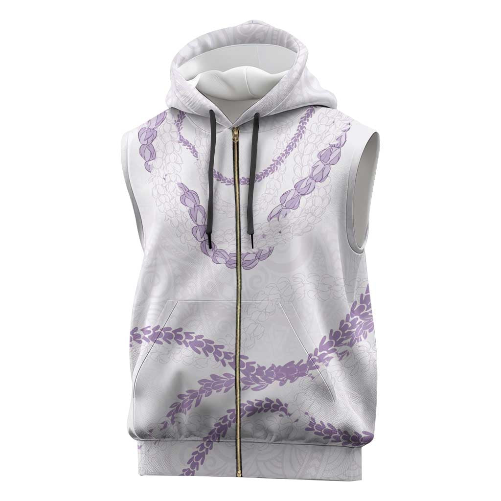 Aloha Lei Mikioi Sleeveless Zip Hoodie Purple Polynesian Tribal Tatau Pattern - Polynesian Pride